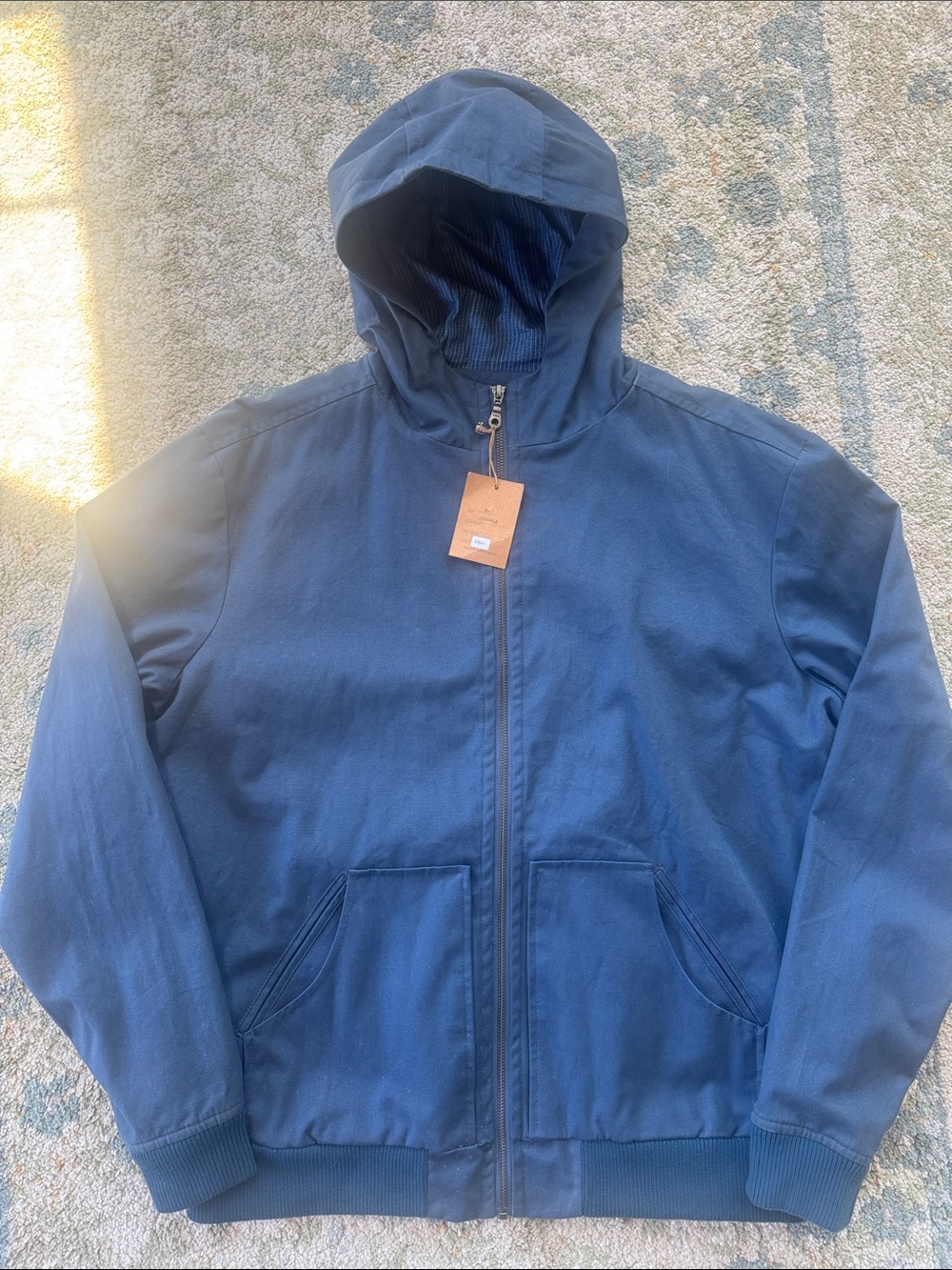 Bridge & Burn Navy Cotton Hooded Lined Zip Jacket X Large